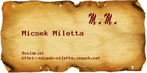 Micsek Miletta névjegykártya